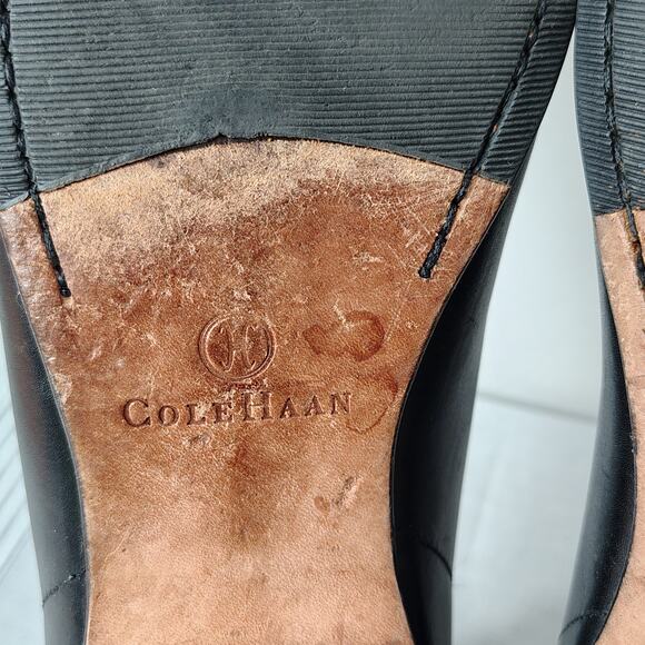 Cole Haan Leather Slip On Flats Loafers Black Weave Women's Size 8B - Picture 11 of 11